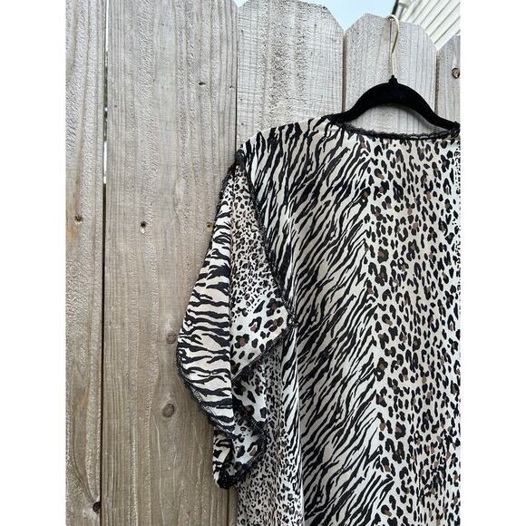 SEDUCTIVE WEAR by Cenima etoile‎ Animal Print Robe Size Small Sheer Sexy Lace - Picture 9 of 9